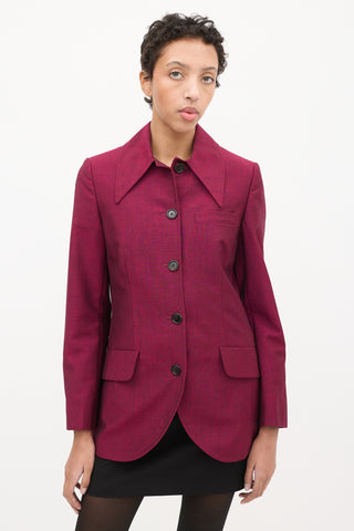 Miu Miu Purple Mohair 
Wool Point Collar Blazer