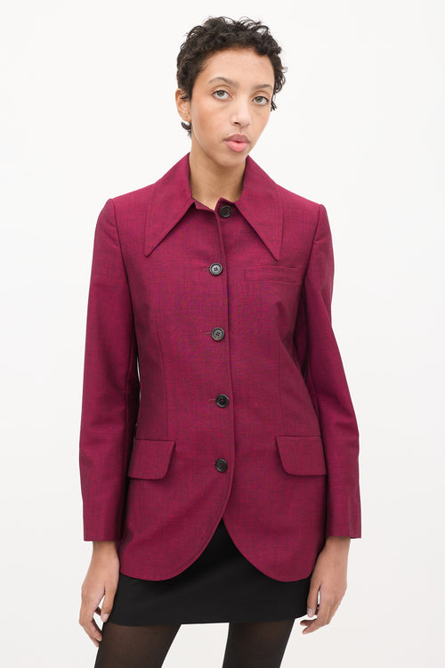 Miu Miu Purple Mohair 
Wool Point Collar Blazer