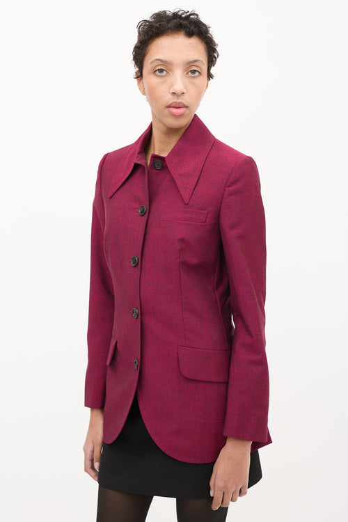 Miu Miu Purple Mohair 
Wool Point Collar Blazer