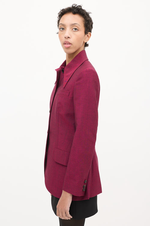 Miu Miu Purple Mohair 
Wool Point Collar Blazer