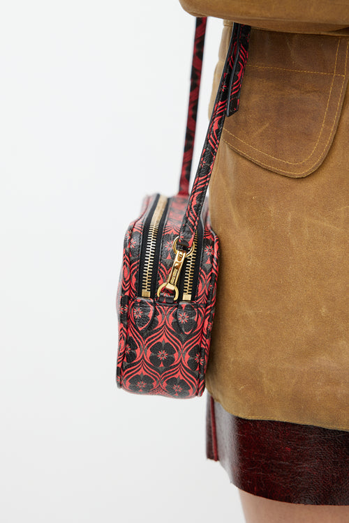 Miu Miu Red 
Black Madras Camera Bag