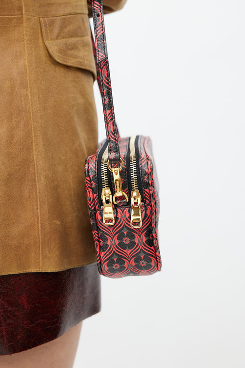 Miu Miu Red 
Black Madras Camera Bag