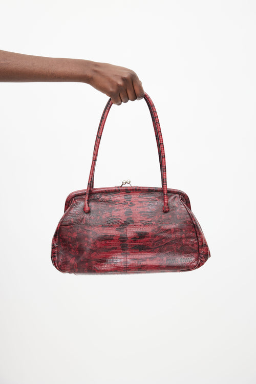 Miu Miu Red 
Black Textured Leather Bag