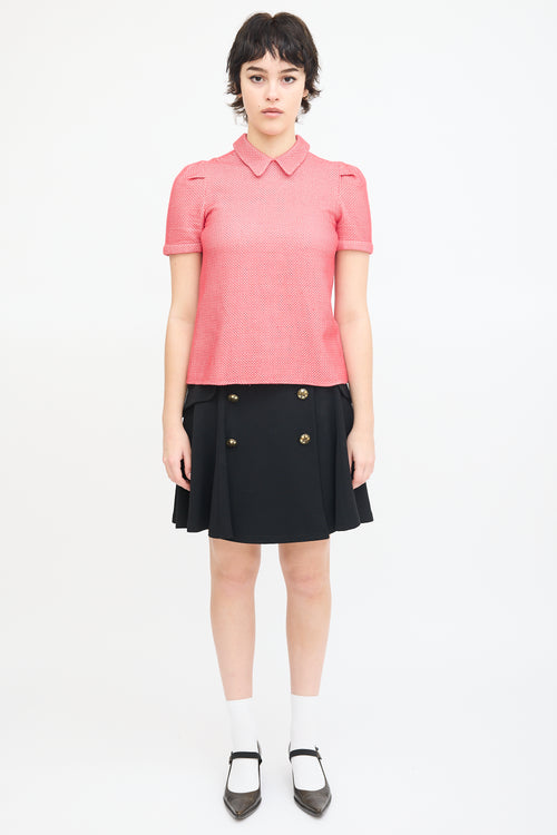 Miu Miu Red Cotton Reversible Collared Top