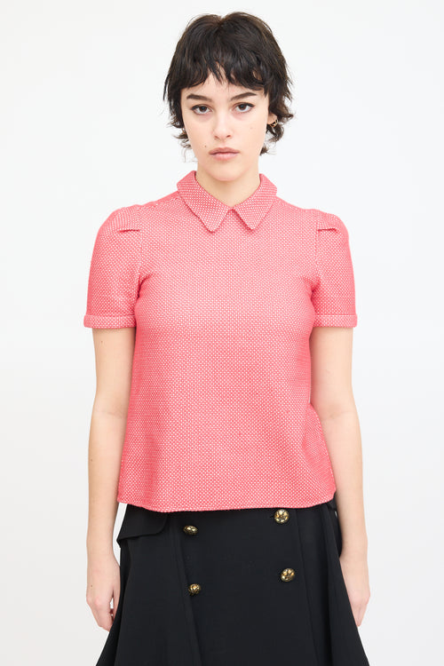 Miu Miu Red Cotton Reversible Collared Top