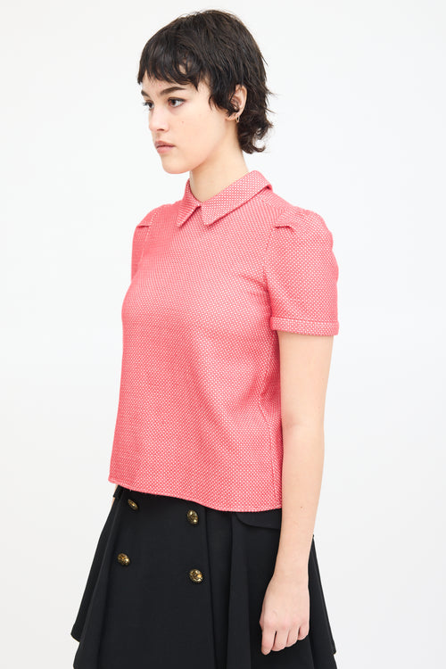 Miu Miu Red Cotton Reversible Collared Top