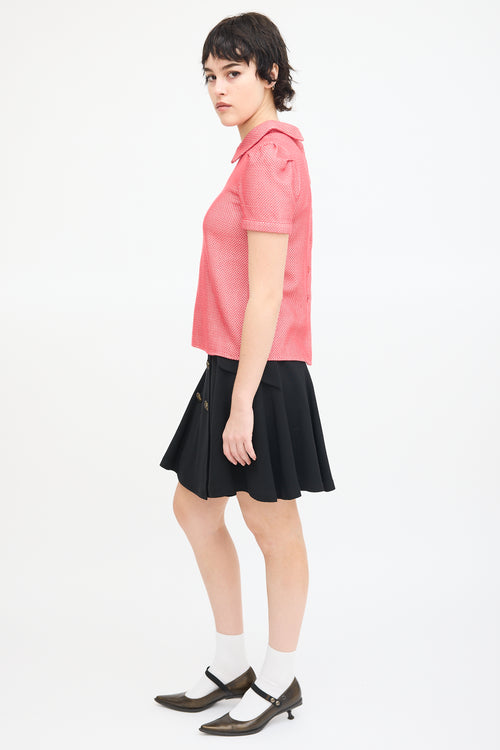 Miu Miu Red Cotton Reversible Collared Top