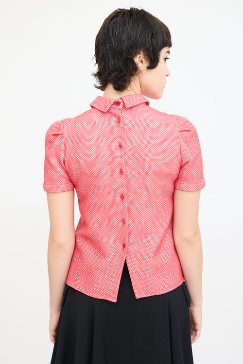 Miu Miu Red Cotton Reversible Collared Top