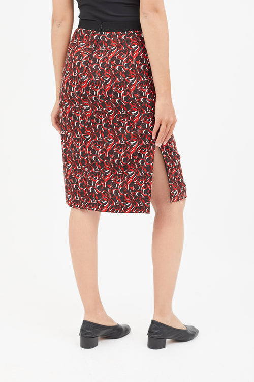 Miu Miu Red 
Multicolour Print Skirt