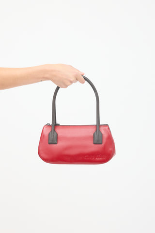 Miu Miu Vintage Red 
Brown Leather Logo Bag