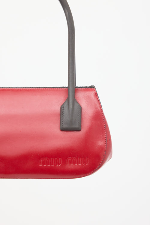 Miu Miu Vintage Red 
Brown Leather Logo Bag