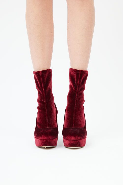  Red Velvet Platform Boot