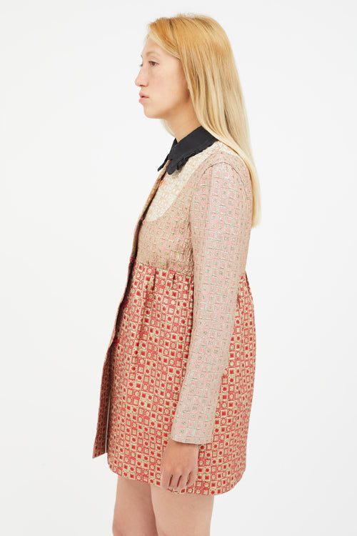 Miu Miu Red 
Multicolour Metallic Brocade Jacket