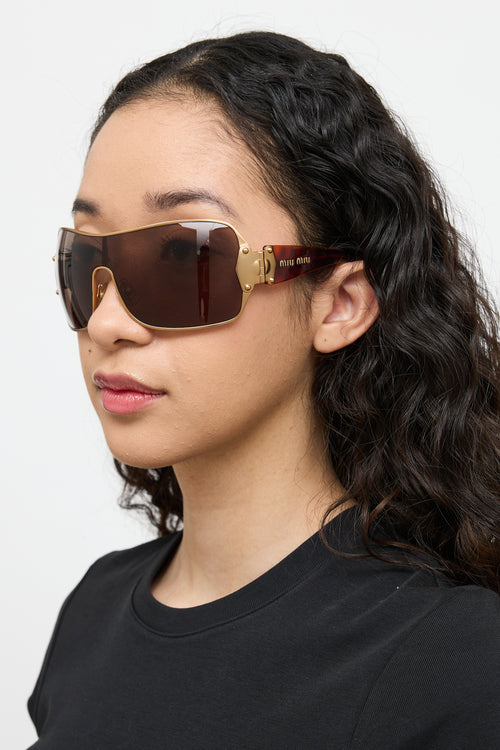 Miu Miu Brown 
Gold SMU51G 7FS-3N1 Sunglasses