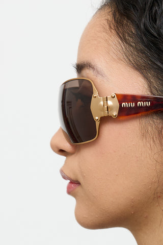 Miu Miu Brown 
Gold SMU51G 7FS-3N1 Sunglasses