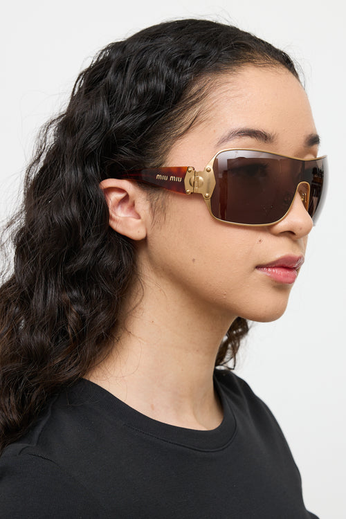 Miu Miu Brown 
Gold SMU51G 7FS-3N1 Sunglasses