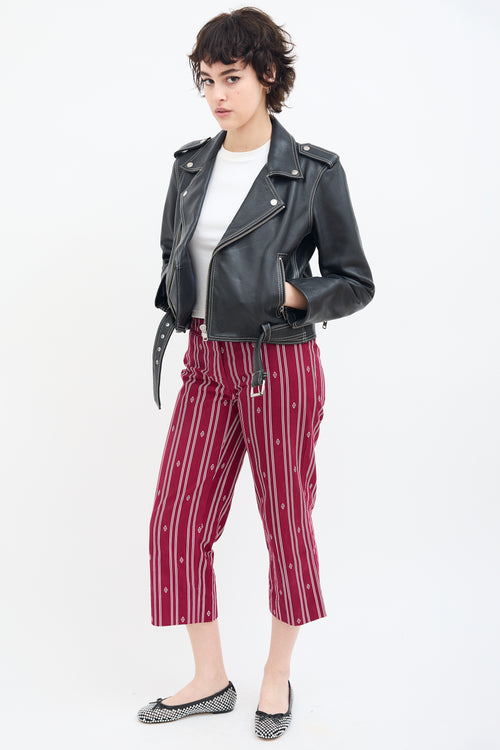 Miu Miu SS 1997 Burgundy Striped Capri