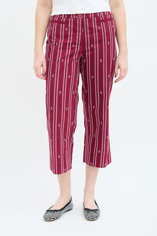 Miu Miu SS 1997 Burgundy Striped Capri