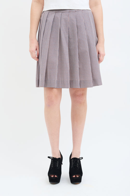 Miu Miu SS 2000 Brown 
Multi Check Pleated Skirt