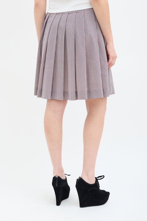 Miu Miu SS 2000 Brown 
Multi Check Pleated Skirt