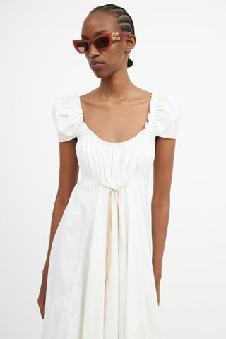 Miu Miu White 
Beige Tie Waist Dress