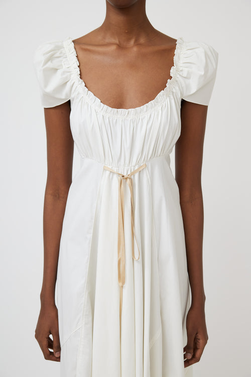 Miu Miu White 
Beige Tie Waist Dress