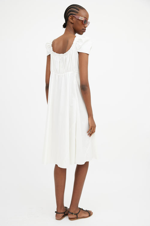 Miu Miu White 
Beige Tie Waist Dress