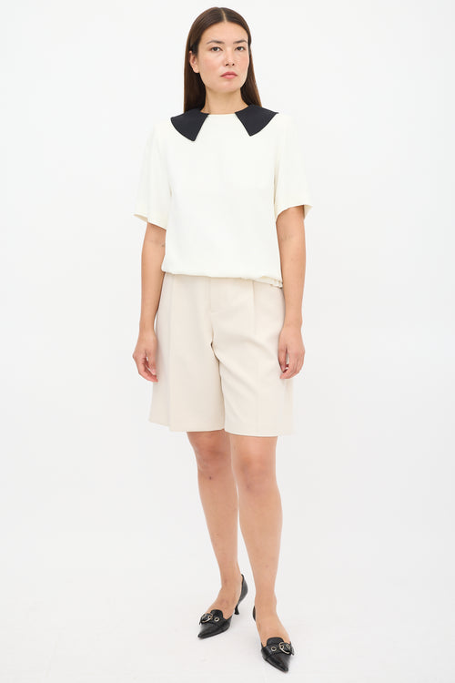 Miu Miu White 
Black Crepe Top