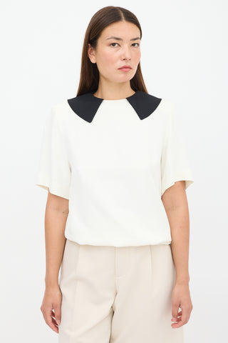 Miu Miu White 
Black Crepe Top