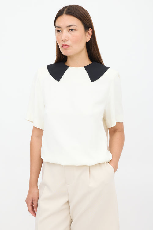 Miu Miu White 
Black Crepe Top