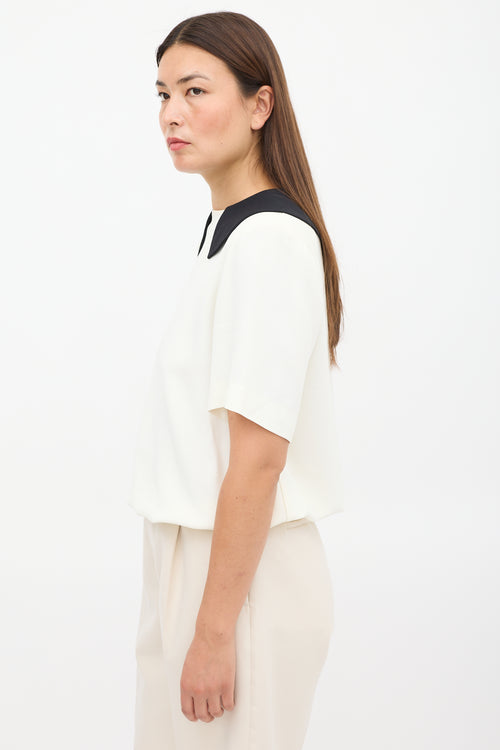 Miu Miu White 
Black Crepe Top