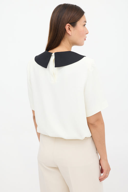 Miu Miu White 
Black Crepe Top