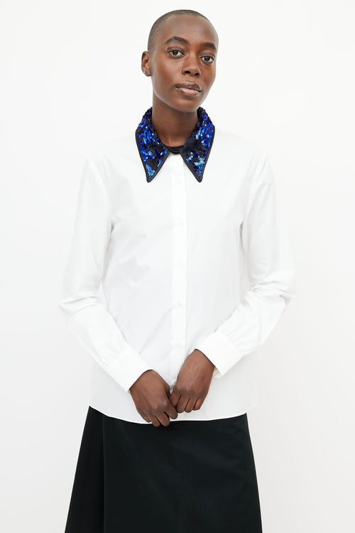 Miu Miu White 
Multicolour Sequin Shirt