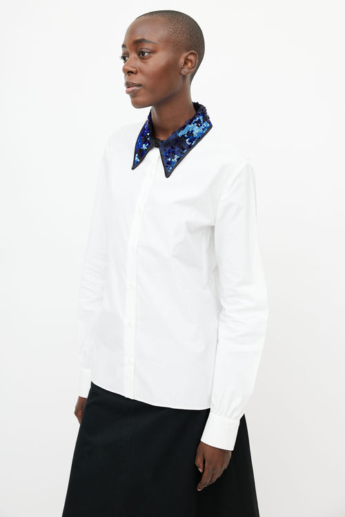 Miu Miu White 
Multicolour Sequin Shirt