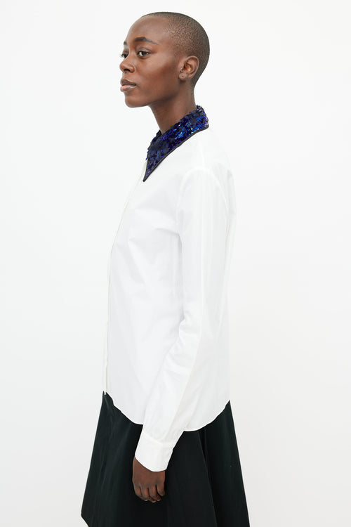 Miu Miu White 
Multicolour Sequin Shirt