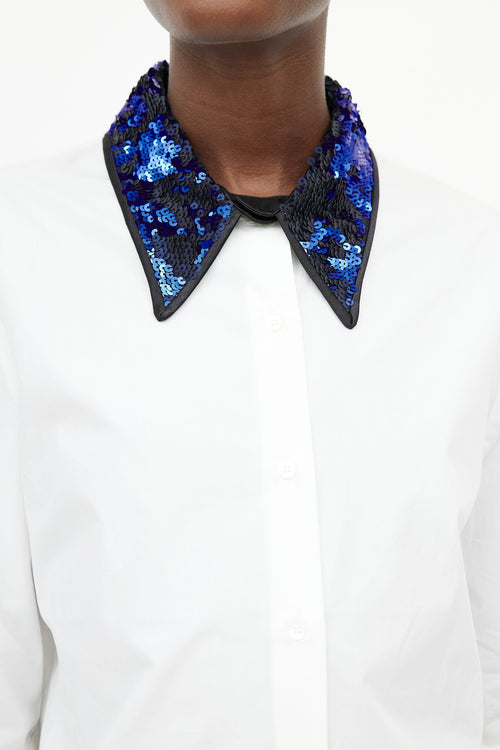 Miu Miu White 
Multicolour Sequin Shirt