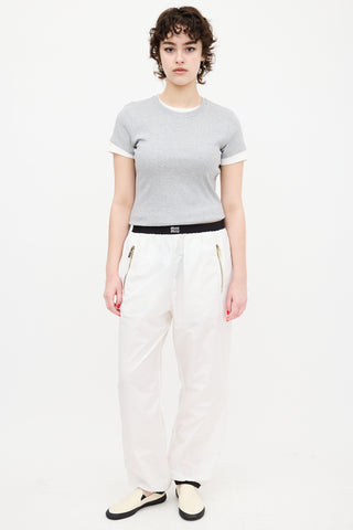 Miu Miu White Silk Blend Technical Joggers