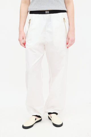 Miu Miu White Silk Blend Technical Joggers