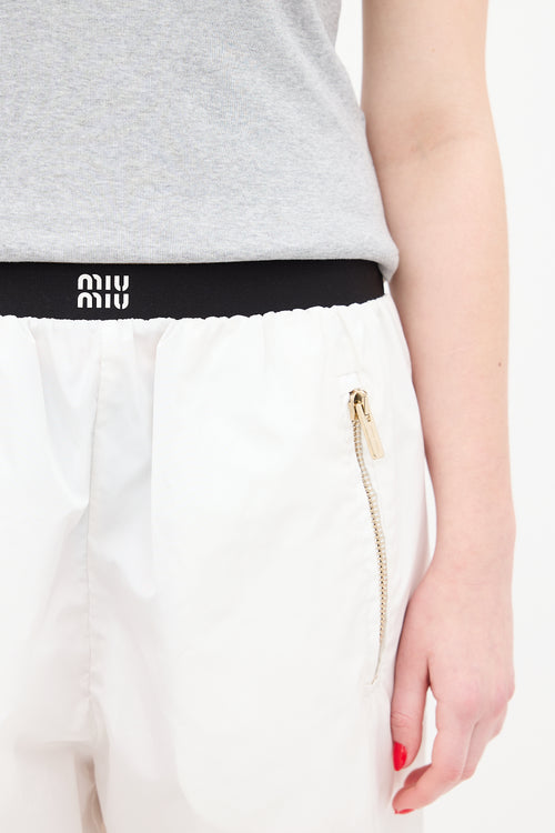 Miu Miu White Silk Blend Technical Joggers