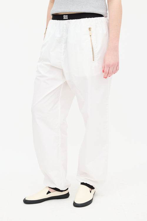 Miu Miu White Silk Blend Technical Joggers