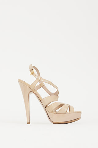 Miu Miu Beige Patent Leather Platform Heel