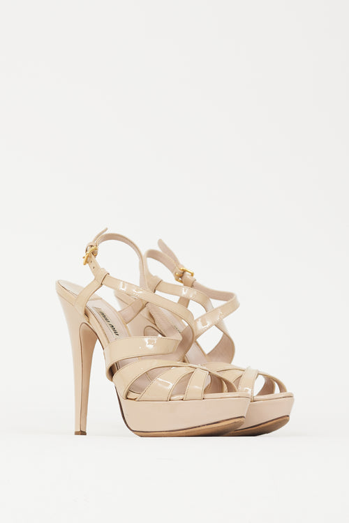 Miu Miu Beige Patent Leather Platform Heel