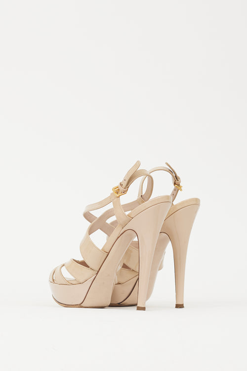 Miu Miu Beige Patent Leather Platform Heel