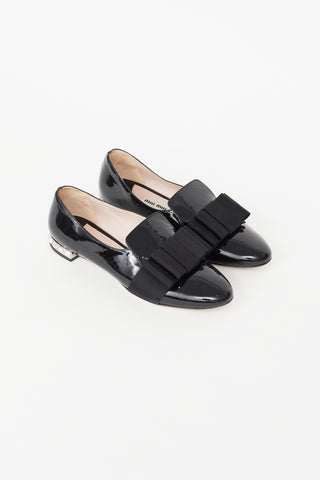 Miu Miu Black Patent Jewel Bow Flat