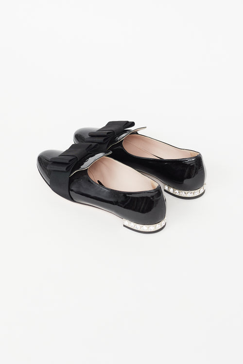 Miu Miu Black Patent Jewel Bow Flat