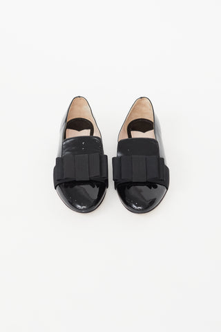 Miu Miu Black Patent Jewel Bow Flat