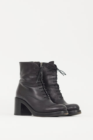 Miu Miu Black Leather Ankle Boot