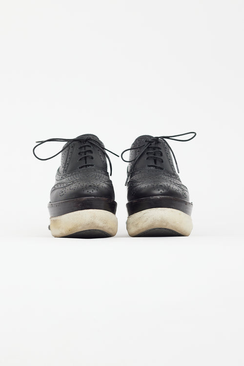 Miu Miu Black Leather Platform Sneaker