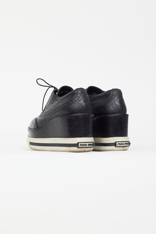 Miu Miu Black Leather Platform Sneaker