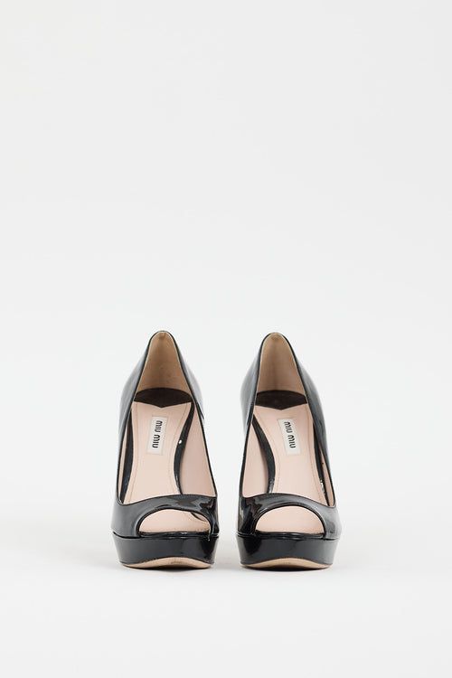 Miu Miu Black Patent Curved Heel Pump